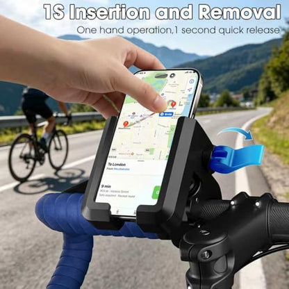 Anti-Vibration Bike Phone Holder for Rearview Mirror & Handlebar[Camera Friendly],Shockproof Motorcycle Phone Mount with Quick Lock, Fit iPhone & All Android Phone for Electric Scooter/E-Bike