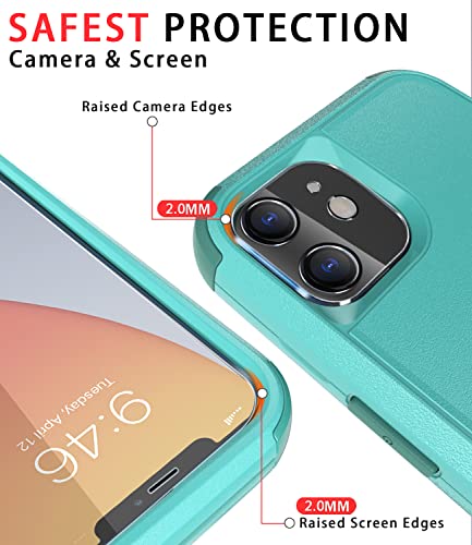 Diverbox for iPhone 11 Case [Shockproof] [Dropproof] [Tempered Glass Screen Protector],Heavy Duty Protection Phone Case Cover for Apple iPhone 11 (Teal-3in1) - color: Teal-3in1