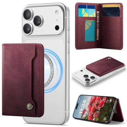 Vinich for MagSafe Wallet Magnetic RFID Blocking Card Holder, Burgundy - color: Burgundy
