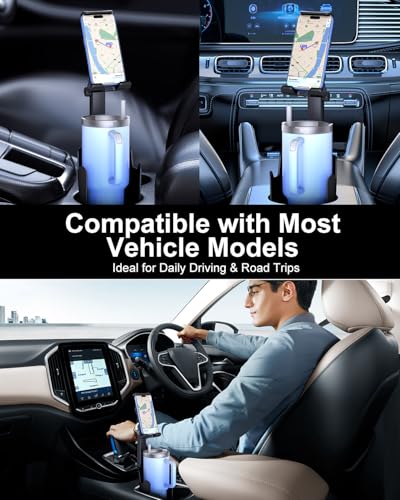 Vitog 2-in-1 Phone Holders for Your Car, Universal Cup Holder Phone Holder - color: Black(360° Rotation)