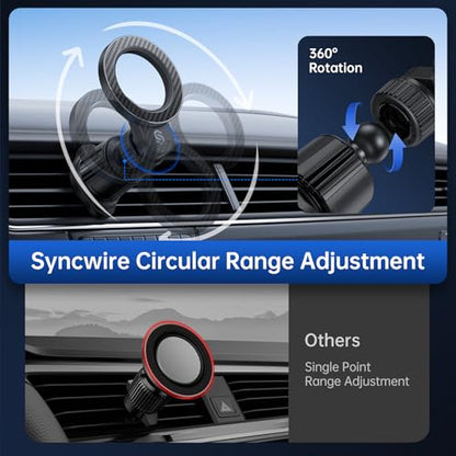 SYNCWIRE for MagSafe Car Holder【Ring Ventilation】【 360° Rotatable】【N55 Magnetic】 Phone Mount for Air Vent, Car Cell Phone Holder Mount Compatible iPhone iPhone 18 17 16 15 14 Pro Max