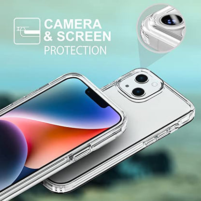 TENOC Phone Case Compatible with iPhone 13 & iPhone 14, Clear Case Anti-Yellowing Protective Bumper Hard Back Cover for 6.1 Inch - color: Clear Anti-Yellowing, size: iPhone 13 / 14