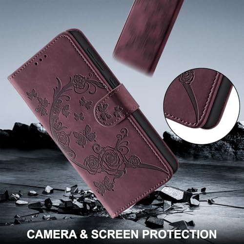 Wallet Case for Motorola Moto G Power (2025), Burgundy | RFID Blocking, Magnetic Closure, Card Holder, Kickstand, Shockproof Flip Cover - color: Burgundy