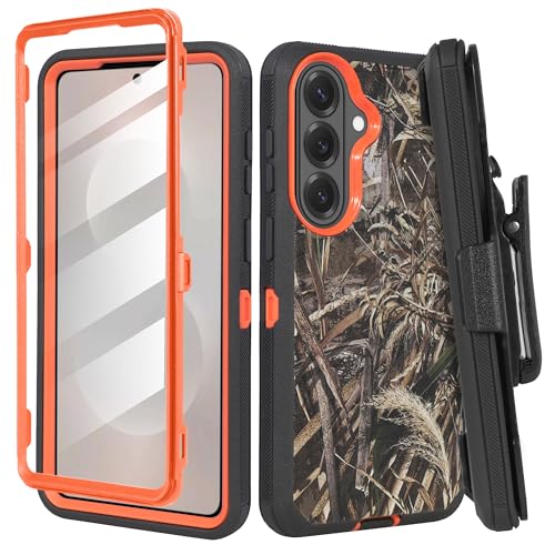 Compatible for Samsung S26 Rugged Case with Belt Clip Holster & Built-in Screen Protector, Heavy-Duty Full-Body Shockproof Cover, Military-Grade Protective Phone Case (Camo) - color: Camo