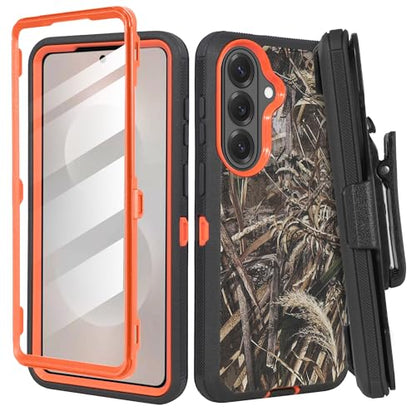Compatible for Samsung S26 Rugged Case with Belt Clip Holster & Built-in Screen Protector, Heavy-Duty Full-Body Shockproof Cover, Military-Grade Protective Phone Case (Camo) - color: Camo