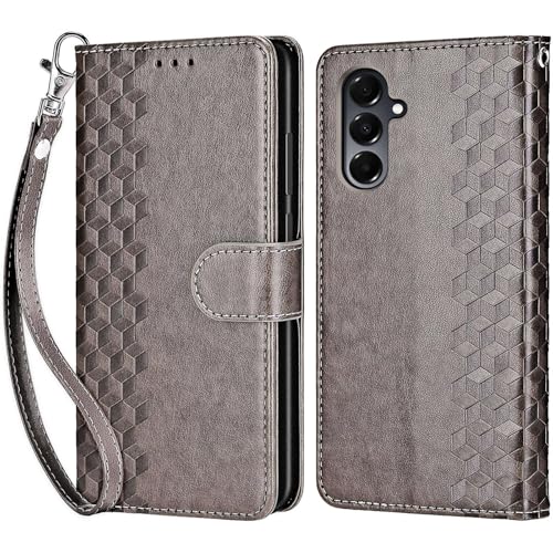 for Samsung Galaxy A16 5G Wallet case, Gray-Cube | 3 Card Holders, Kickstand, Shockproof TPU Shell, PU Leather, Magnetic Closure, Protective Flip Folio Cover, Women - color: 10