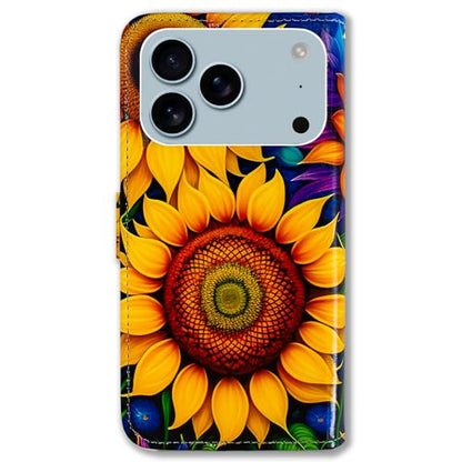 Bcov Case for iPhone 17 Pro,Beautiful Sunflowers Leather Flip Phone Case Wallet Cover with Card Slot Holder Kickstand Case for iPhone 17 Pro - color: Beautiful Sunflowers