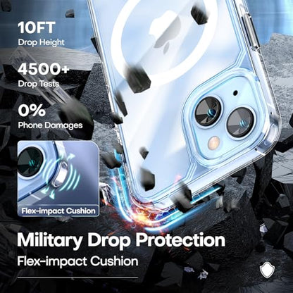 TAURI for iPhone 14 Case, Compatible with MagSafe, Clear | Compatible with MagSafe, Military Standard Protection, [Anti-Yellowing] Shockproof Magnetic Mobile Phone Case - color: A-Magnetic Clear