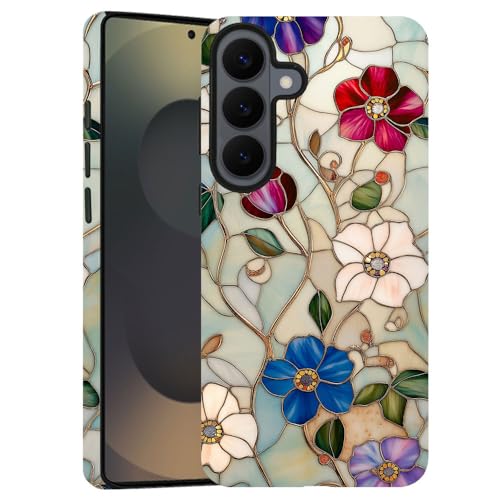 Compatible with Samsung Galaxy S26 Case,Glossy Case All-Round Protection Shockproof Anti-Scratches TPU Cover,Cases for Man Woman-Vintage Enchanting Flower Stained Glass - color: Vintage Enchanting Flower Stained Glass, size: Galaxy S26