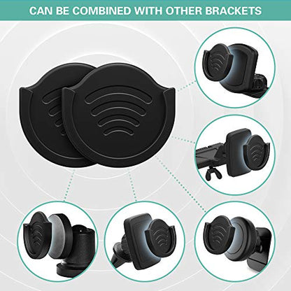 pop-tech Car Grips Mount for Phone Stand, 2 Pack Phone Holder for Collapsible Grip/Socket Mount Users with 3M Sticky Adhesive Replacement Used on Dashboard, Home, Desk, Wall - Black - color: Black