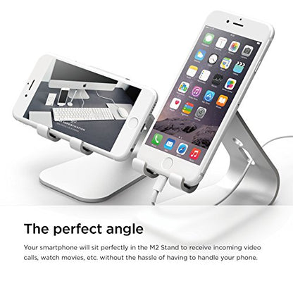 elago® M2 Stand [Silver] - [Premium Aluminum][Angled for Video Calls][Cable Management] - for All iPhones, Galaxy, and Other Smartphones - color: Silver