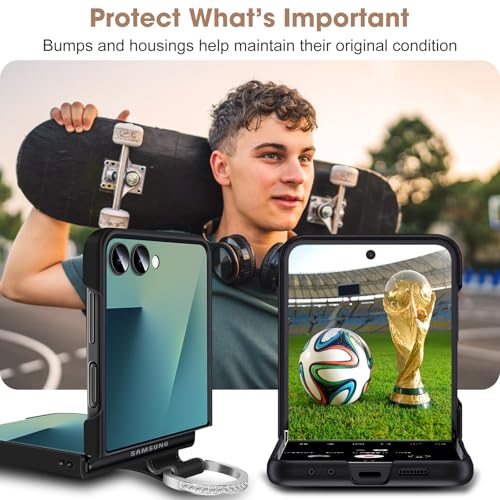 Z Flip 7 Case for Samsung Galaxy Z Flip7 5G, Ring Case for Women Silky Touch Slim Hard PC Matte Back Cover Ultra Thin Z Flip 7 Phone Case Anti-Scratch Protective Cases for Samsung Z Flip 7 5G (Black) - color: Black