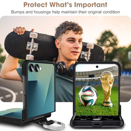 Z Flip 7 Case for Samsung Galaxy Z Flip7 5G, Ring Case for Women Silky Touch Slim Hard PC Matte Back Cover Ultra Thin Z Flip 7 Phone Case Anti-Scratch Protective Cases for Samsung Z Flip 7 5G (Black) - color: Black