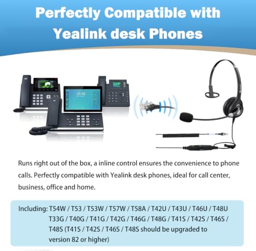 Arama Telephone Headsets for Yealink Phones, RJ9 Office Wired Headset - size: Mono-A600Y