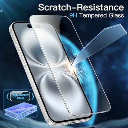 JETech Screen Protector for iPhone 16, 3-Pack | 9H Tempered Glass, HD Clear, Anti-Scratch Protection, Easy Installation Tool - size: iPhone 16