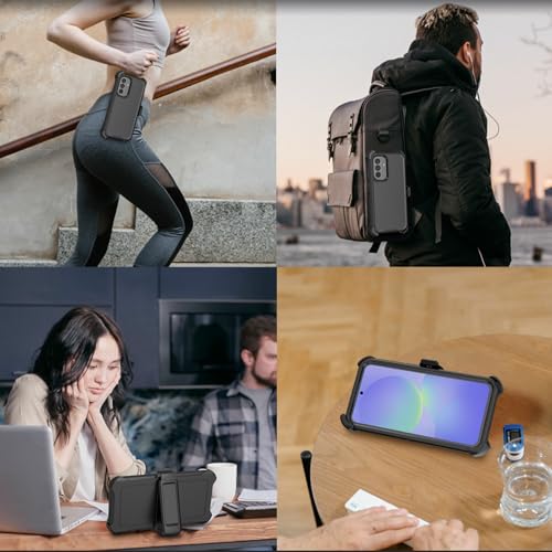 Compatible with Samsung Galaxy A37 Case, with Belt Clip Holster Heavy Duty Rugged Shockproof Full Body Protection Kickstand Cover for Samsung Galaxy A37 Phone (Black) - color: Black