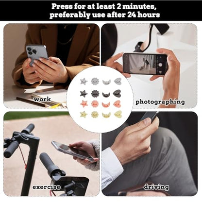 16PCS Metal Phone Ring Holder Heart Finger Ring Stand Adhesive Sunflower Star Shaped Various Styles Smartphone Grip Moon Charm Hook Smartphones Grip Loop Accessories for Mobile Case Pad Tablet