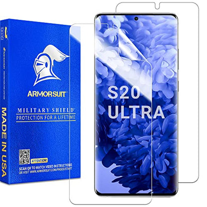 ArmorSuit (2 Pack) MilitaryShield Screen Protector Designed For Samsung Galaxy S20 Ultra 5G (6.9") (Case Friendly) Ultrasonic Fingerprint Compatible Anti-Bubble HD Clear Film - size: 6.9-INCH