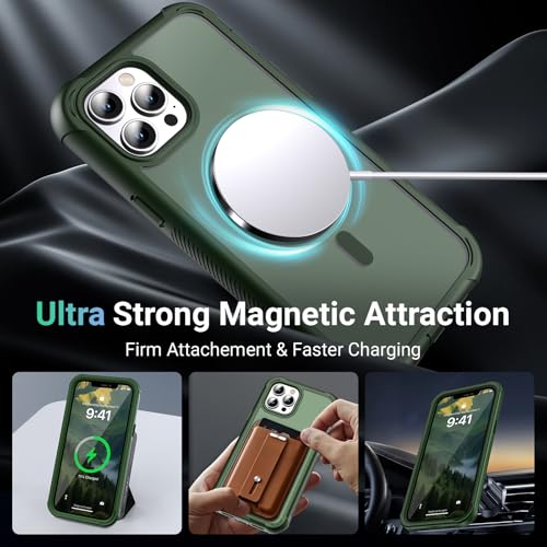 jaroco Magnetic for iPhone 12 Pro Max Case Heavy Duty Protection Army Green | Compatible with MagSafe,Military Grade Drop Protection,Translucent Matte,Non-Slip,Shockproof 2-Layer Durable Bumper Case - color: Army Green, size: iPhone 12 Pro Max