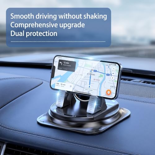 Car Phone Holder 360 Degree Rotation, Non-slip Car Navigation Mount, Car Phone Mount with Double Layer Pad, Universal for Most Cars, SUVs, Trucks (Black #02) - color: Black #02