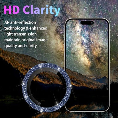 Camera Protector for iPhone 15 Pro/15 Pro Max, Glitter Dark Blue - color: Glitter Dark Blue