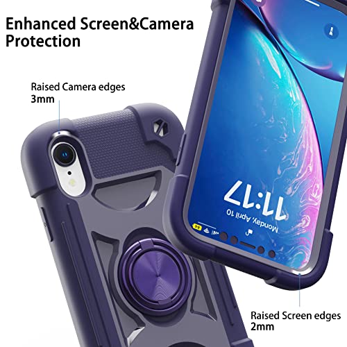 MARKILL Compatible with iPhone XR Case 6.1 Inch with Ring Stand, Heavy-Duty Military Grade Shockproof Phone Cover for iPhone XR 6.1. - color: Deep Purple, size: iPhone XR 6.1"