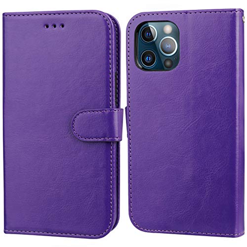 Bocasal Detachable Wallet Case Card Holder for iPhone 13 Pro, Purple - color: Purple