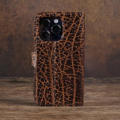 Leather case Compatible with iPhone 13 pro Max Wallet 6.7" | Genuine Leather 2-in-1Magnetic Detachable Shockproof,Flip Folio Cover with Card Slot, Wireless Charging RFID Blocking - color: Buffalo pattern, size: 6.7"-13 Pro Max