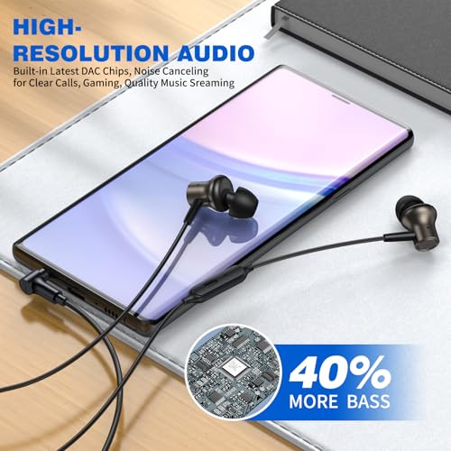 ASKUBSKU Wired Earbuds 3.5mm Headphones for Chromebook Laptop PC, Brown - color: Brown