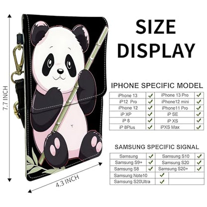 for Women Cell Phone Purse,with Touchscreen Cell Phone Purse,PU Leather Shoulder Bag Waterproof Phone Wallet Case with Clear Touch Screen Window up to 6.7 inch Smartphone, - color: Black and Pink Panda -248