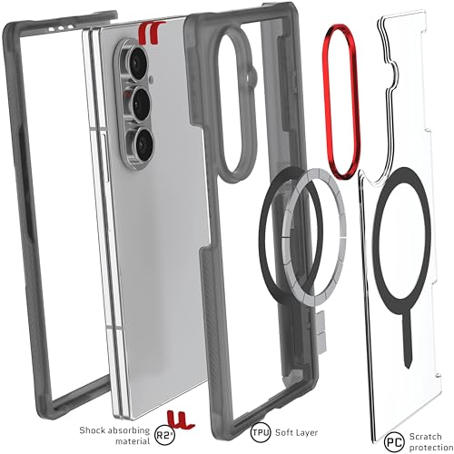 Ghostek Covert Clear Galaxy Z Fold7 Case with Built-in Kickstand, MagSafe and Full Hinge Protection Designed for 2025 Samsung Galaxy Fold 7 (8") (Smoke) - color: Smoke, size: Galaxy Z Fold 7