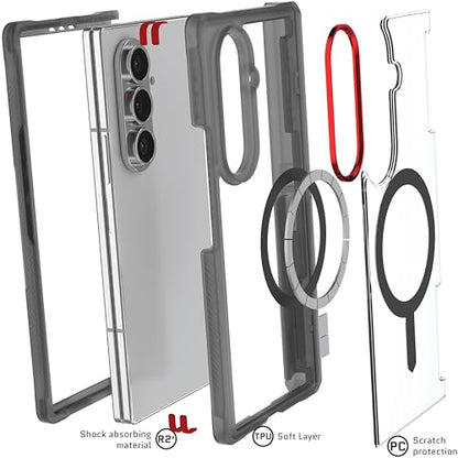 Ghostek Covert Clear Galaxy Z Fold7 Case with Built-in Kickstand, MagSafe and Full Hinge Protection Designed for 2025 Samsung Galaxy Fold 7 (8") (Smoke) - color: Smoke, size: Galaxy Z Fold 7