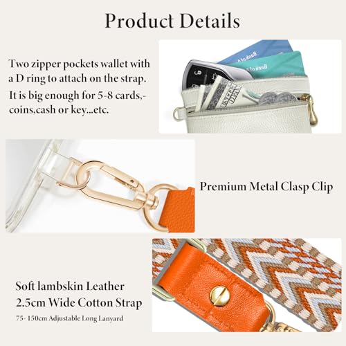 UKON Phone Lanyard Crossbody Phone Strap Widen Neck Strap Adjustable Shoulder Strap with Premium Hardware Hook Bag Strap (Orange) - color: Orange