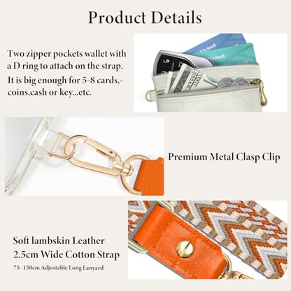 UKON Phone Lanyard Crossbody Phone Strap Widen Neck Strap Adjustable Shoulder Strap with Premium Hardware Hook Bag Strap (Orange) - color: Orange