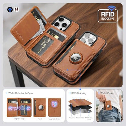 Antsturdy Compatible with MagSafe iPhone 16 Pro Max Wallet Case,Brown - color: Brown, size: iPhone 16 Pro Max - 6.9"