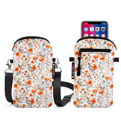Neoprene Cell Phone Sleeve Pouch Case Bag for Women, Crossbody Strap Neck Lanyard Phone Bag for iPhone 17/16/15 Pro Max, Samsung S25, Pixel 10 (Late Autumn) - color: Late Autumn