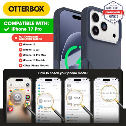 OtterBox iPhone 17 Pro – Commuter Series Slim MagSafe Case - Blue Sentiment | 3X MIL Drop Protection - Dual-Layer - Pocket-Friendly - Camera Control - Raised Edges - Port Covers - Non-Retail Packaging - color: Blue Sentiment