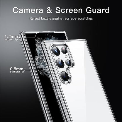 JETech Case for Samsung Galaxy S22 Ultra, Anti-Yellowing, Clear | Shockproof Protection, Scratch Resistant Hard PC Back, Durable Transparent TPU Bumper - color: Clear