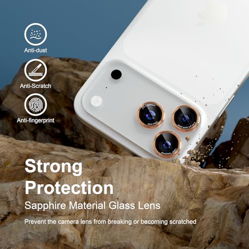 Compatible with iPhone 17 Pro Max/17 Pro Camera Lens Protector - color: Gold + Red