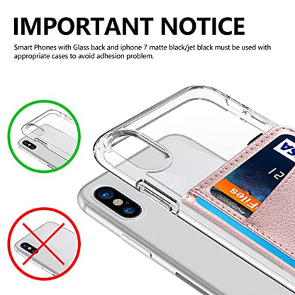 Phone Wallet Stick on for Phone Case, Credit Card Holder for Back of Phone Cases Flip Leather Wallet Sleeve Pouch Compatible with iPhone, Samsung Galaxy Android Most Smartphones Rose Gold - color: Rose Gold