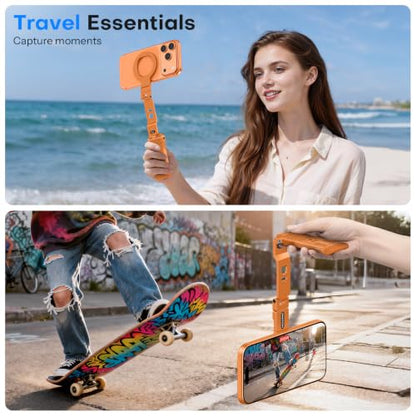 OMOTON TP03 [Ultra-Slim] 360° Rotating for MagSafe Tripod with Hook, Orange - color: Orange