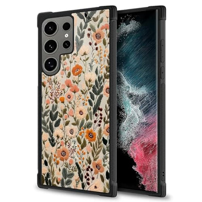 for Samsung Galaxy S24 Ultra Case,Soft Silicone Shockproof Bumper Camera Protection Phone Case-Dark Embroidery Flower - color: Dark Embroidery Flower, size: Samsung Galaxy S24 Ultra