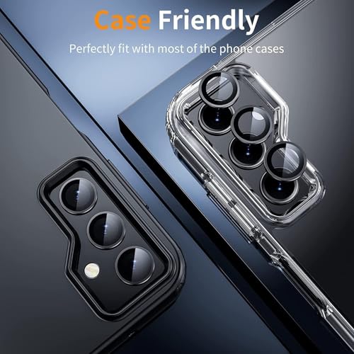 [2 Pack Camera Lens Protectors for Galaxy S26 Plus,Scratch-Resistant HD Clarity Ultra Thin Tempered Glass Camera Cover with Aluminum Edging,Individual Metal Lens Cover,Black - color: Black