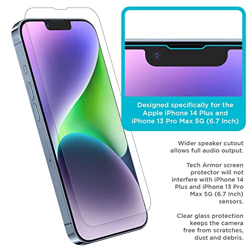 Tech Armor Glass Screen Protector for iPhone 14 Plus, 13 Pro Max, 3-Pack - size: iPhone 14 Plus /13 Pro Max-6.7 Inch