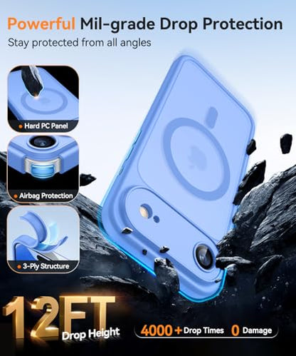 CANSHN Magnetic Compatible with iPhone Air Case(6.5 Inch), Upgraded [Full Camera Protection] [Compatible with Magsafe] [Translucent Matte] Shockproof Phone Cover for iPhone 17 Air Case,Ultramarine - color: Ultramarine, size: iPhone Air (6.9 Inch,1 Lens)
