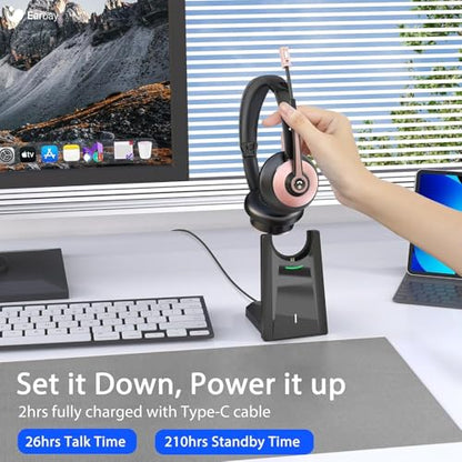Earbay Wireless Headset, Bluetooth Headphones with Microphone Noise Canceling & Mute, Wireless Headset with Mic & USB Dongle/Charge Dock for Computer Phone Remote Work Office Call Center Teams
