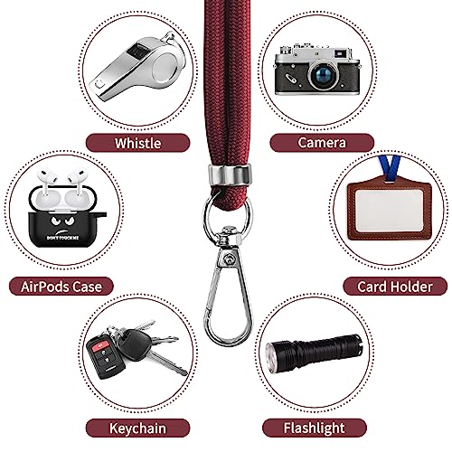CACOE Phone Lanyard, Dark Red, 2 Pcs - color: Dark Red, size: 30"（Neck Strap×1）+8"（Wrist Strap×1）