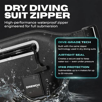 Drench 100% Underwater Waterproof Fanny Pack | Submersible Waterproof Phone Pouch & Waist Pack Dry Bag for Swimming, Boating, SUP & Snorkelling | Floating Belt Bag Underwater Phone Case | iPhone - color: Black