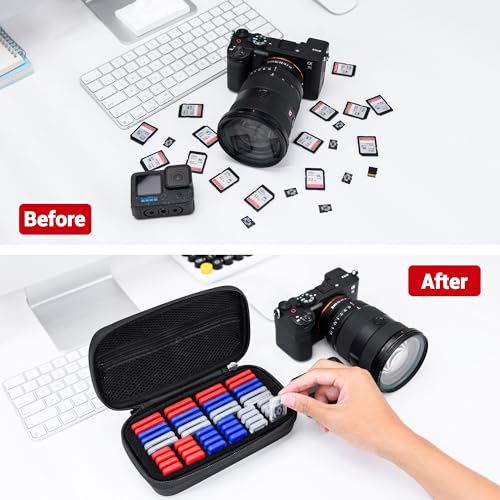 EVA PU Memory Card Case with 24 SD & 24 TF Clear Plastic Memory Card Holder - size: for 24 SD & 24 TF