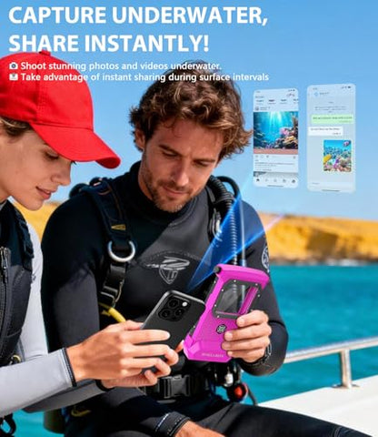 Underwater Phone Case for Snorkeling - Waterproof Touchscreen Diving Housing, Universal Underwater Phone Case for iPhone 16/15/14/13 Pro Max Samsung Galaxy S26/S25/S24 Ultra Up to 6.9'' (Hot Pink) - color: Hot Pink